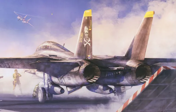 Art, airplane, f-14, painting, jet