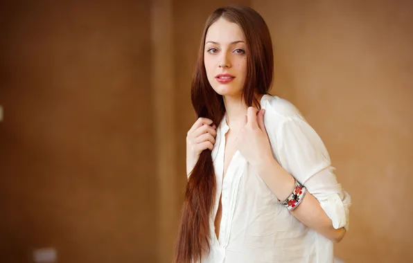 Взгляд, девушка, поза, модель, волосы, шатенка, Isabella