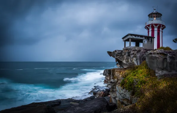 Картинка скалы, New South Wales, маяк, Hornby Lighthouse, Австралия, побережье, Сидней, океан