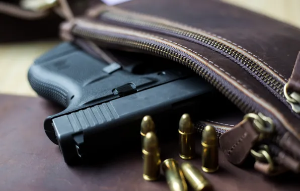 Glock, 9mm, ammunition, handbag