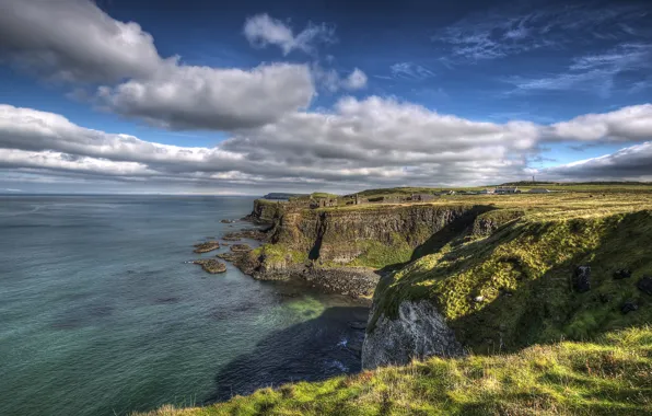 Картинка rock, sky, coast, ireland, atlantic ocean, portrush