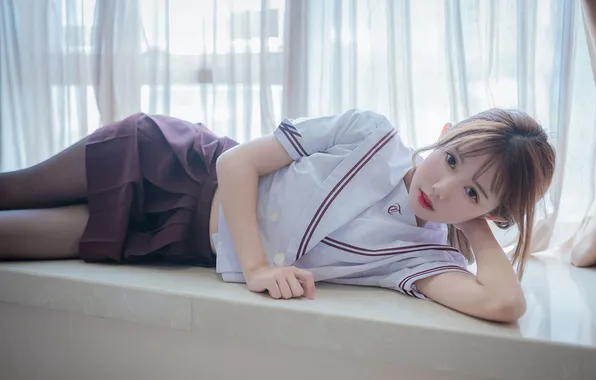 Beautiful, Asian, Model, Woman, Cute, Lying Down, Laying, Pretty