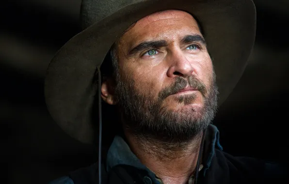 Портрет, кадр, шляпа, рубашка, ковбой, борода, вестерн, Joaquin Phoenix