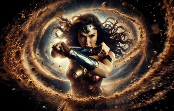 Брюнетка, арт, костюм, красотка, Wonder Woman, комикс, DC Comics, Галь Гадот