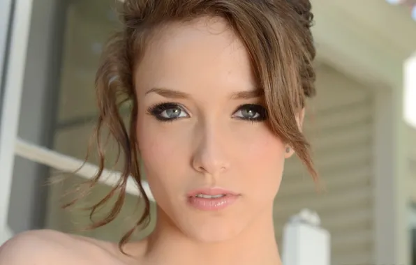 Картинка green eyes, long hair, brown hair, beautiful, pretty, face, Malena Morgan