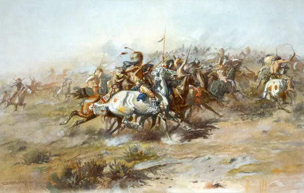 Картина, живопись, painting, 1903, The Custer Fight, Charles Marion Russell