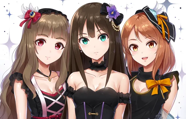 Sexy, cleavage, blouse, long hair, girls, brown hair, boobs, anime