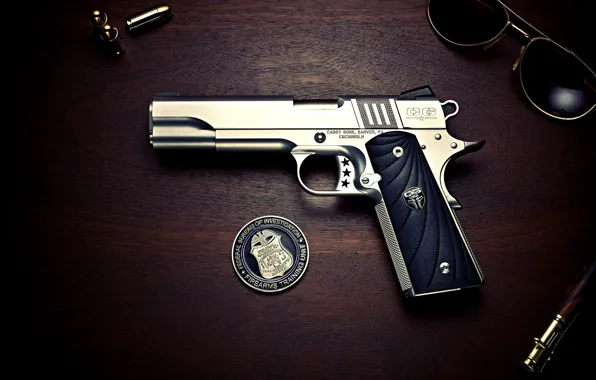 Картинка Gun, Bullets, Colt, Glasses, 1911 Colt, Officer's Pistol