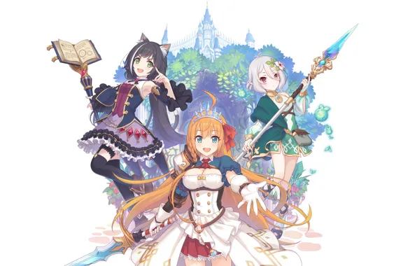 Девушки, фэнтези, трио, Eustiana von Astraea, Kokoro Natsume, Princess Connect! Re:Dive, Kiruya Momochi