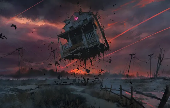 House, painting, Concept Art, atmosphere, mystery, Daily Sketches, Andrea Stanga