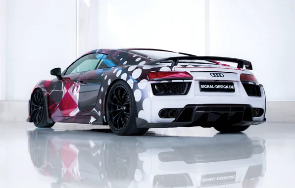Суперкар, Audi R8, вид сзади, 2018, ABT, Signal Design