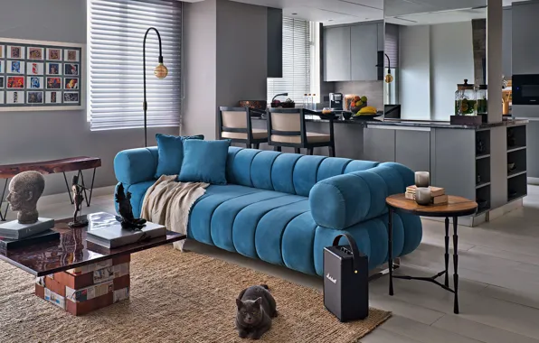 Дизайн, стиль, интерьер, кухня, гостиная, столовая, The Bachelor Apartment, квартира холостяка