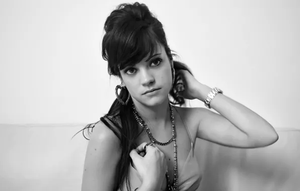 Черно белое, певица, Lily Allen, Лили Аллен