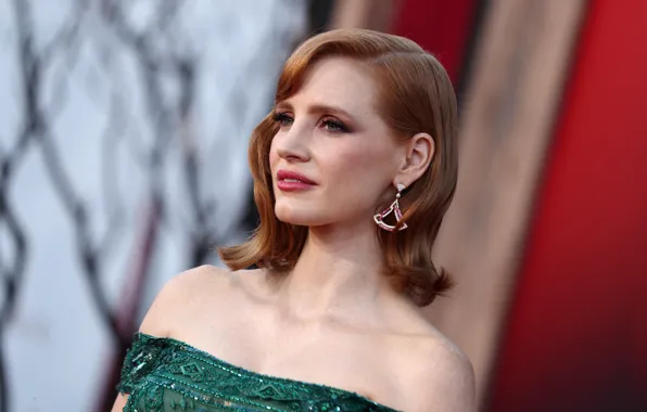 Взгляд, поза, макияж, актриса, hair, Jessica Chastain, Джессика Честейн