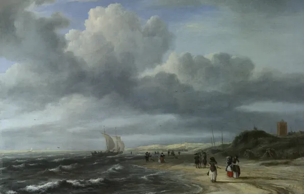 Пейзаж, картина, Якоб ван Рёйсдал, Jacob van Ruisdael, Берег в Эгмонд-ан-Зее