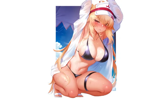 Kawaii, girl, hot, sexy, beach, anime, blonde, babe