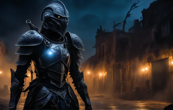 Картинка city, armor, knight, AI art