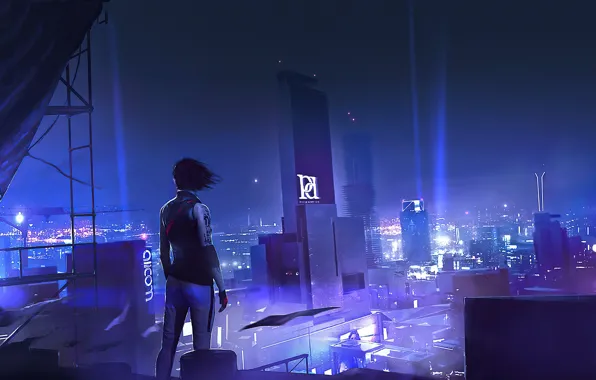 Девушка, ночь, город, Mirror's Edge Catalyst
