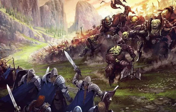 Битва, орки, Underworld War Art Fantasy, battle Art