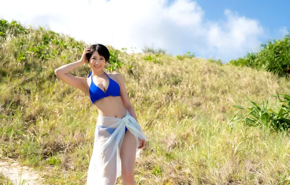 Asian, Model, Smile, Woman, Pretty, Japanese, Outdoor, Shorthair