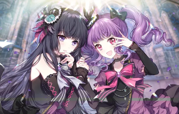 Девушки, аниме, лепестки, арт, IdolM@ster