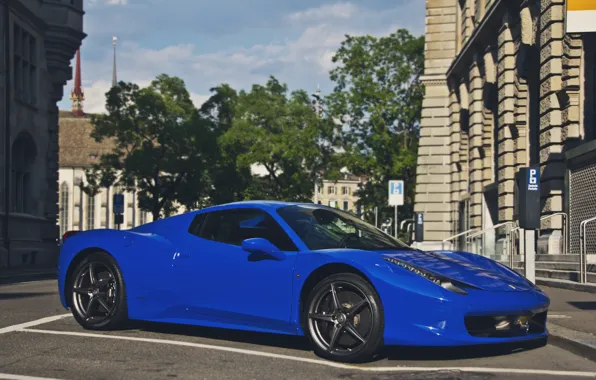 Синий, тюнинг, Ferrari, суперкар, феррари, 458, Italia, Spider
