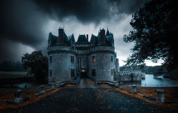 Картинка осень, замок, Франция, Миссийак
