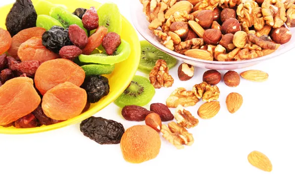 Картинка киви, орехи, fruit, nuts, курага, сухофрукты, чернослив