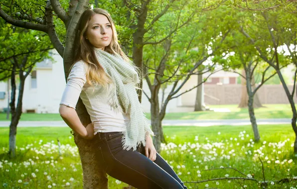 Картинка лето, девушка, город, парк