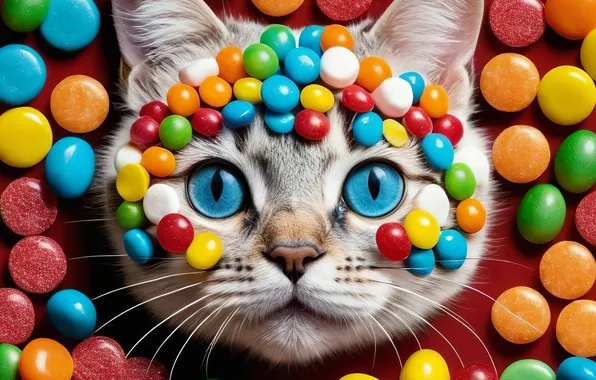 Кот, взгляд, конфеты