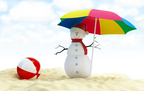 Картинка зонтик, новый год, снеговик, new year, umbrella, merry christmas, snowman, beach ball