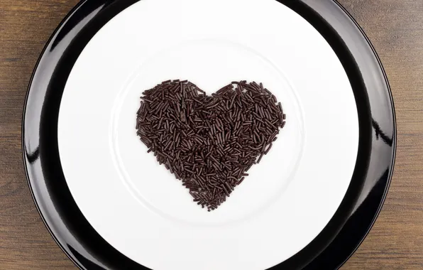 Любовь, сердце, шоколад, тарелка, love, heart, chocolate