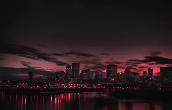 Картинка lights, Canada, night, lake, cityscape