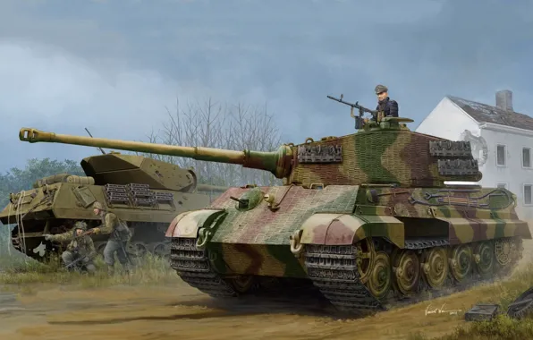 Картинка арт, Tiger II, w/Zimmerit, Pz.Kpfw.VI Ausf.B, German tank, (Henschel 1944 Production), (Sd.Kfz.182)