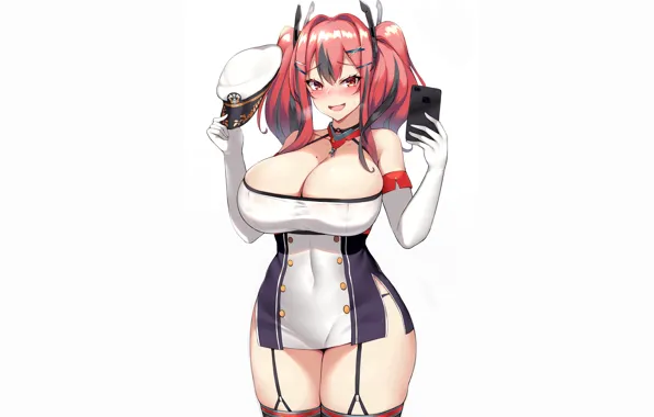Girl, sexy, cleavage, thighhighs, long hair, dress, boobs, anime