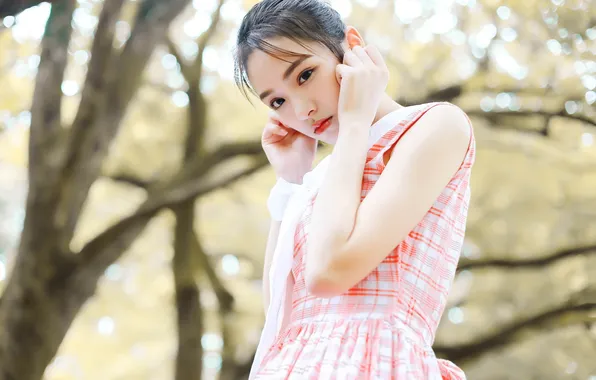 Beautiful, Asian, Model, Woman, Cute, Trees, Pretty, Petite