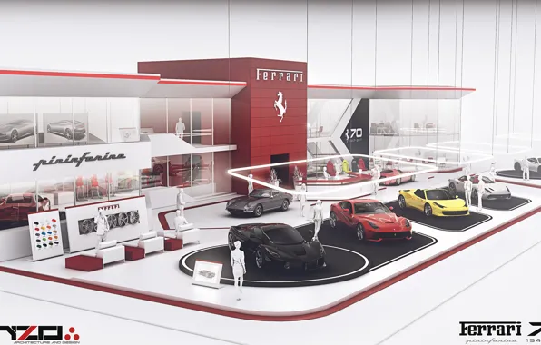 Выставка, автомобили, Ferrari expo stand concept