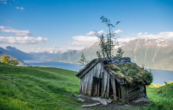 Landscape, ruins, abandoned, hut