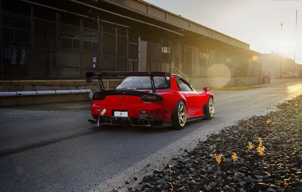 Картинка Mazda, Drift, Sun, RX-7, Wheels, Spoiler