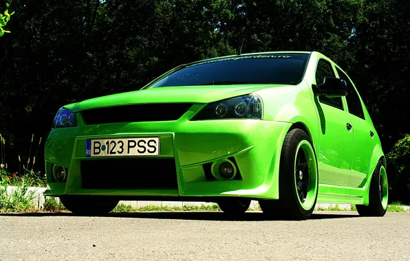Green, tuning, logan, romania, dacia