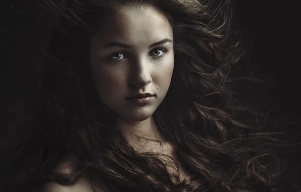 Взгляд, девушка, волосы, портрет