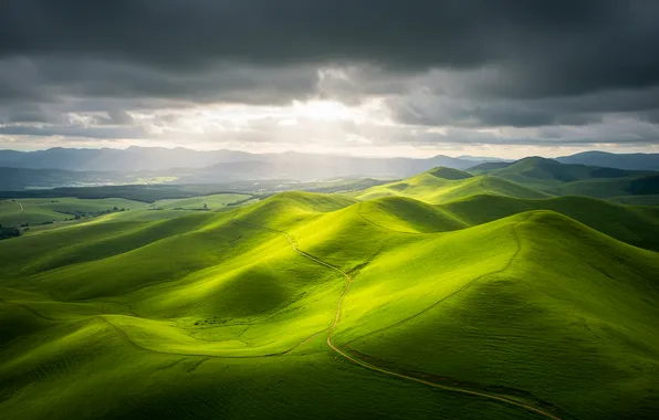 Дорога, небо, облака, фон, обои, дымка, wallpaper, road