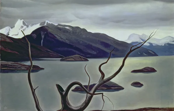 Картинка пейзаж, горы, Рокуэлл Кент, Rockwell Kent, картина, Пролив Адмиралтейства