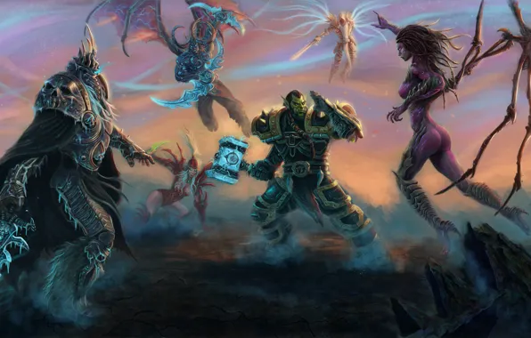 Картинка World of Warcraft, Lich King, Blizzard, Diablo, Sarah Kerrigan, Archangel, StarCraft, Illidan Stormrage