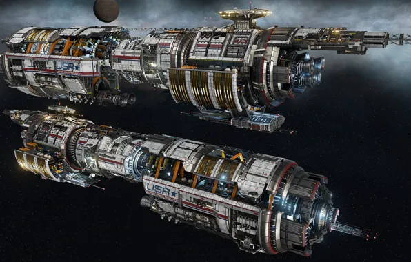 Космос, планета, звёзды, Fractured Space, USR Pioneer