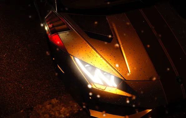 Car, game, lamborghini, the crew, chuva, noite
