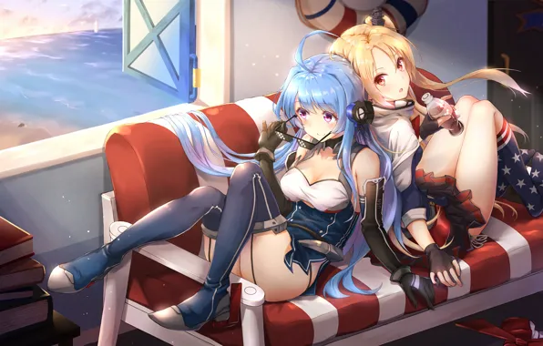Girl, sexy, cleavage, thighhighs, long hair, dress, boobs, anime