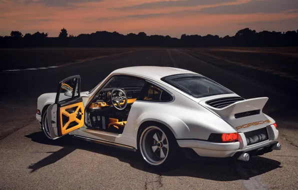 911, Porsche, Porsche 911, White, Sportcar, Singer, Rear, Singer Vehicle Design DLS