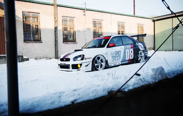 Subaru, Front, Black, Snow, White, WRX STI, Side, Subaru Impreza