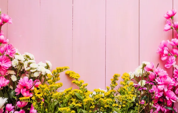 Цветы, фон, розовый, pink, flowers, background, wooden, spring